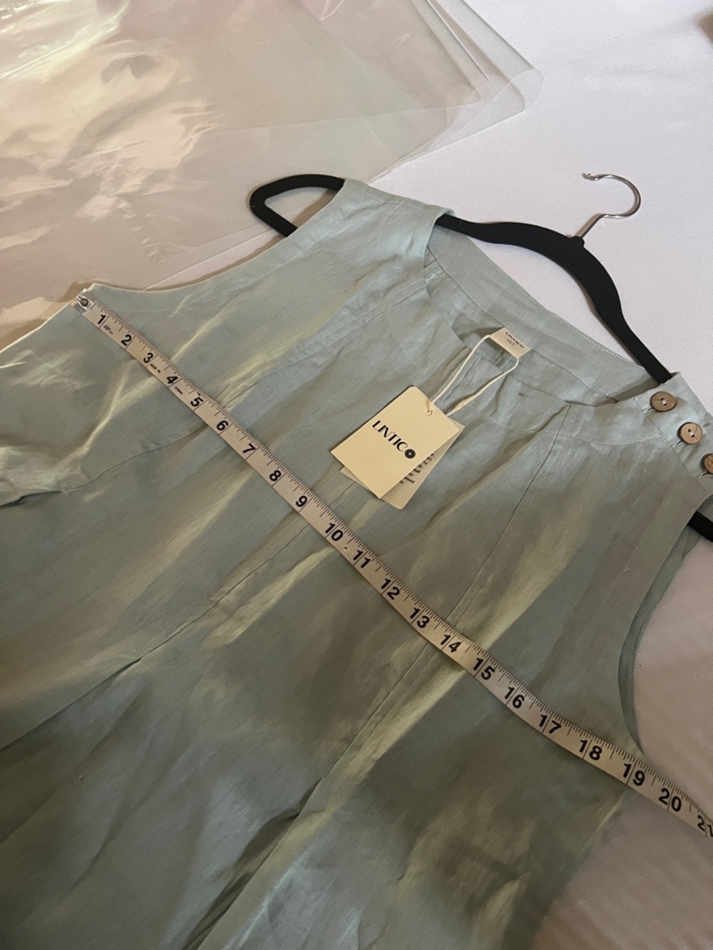 NWT Lintico Linen Dress Women's FREYA aqua Lagenlook Sz L - Picture 7 of 8